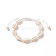 Natural Shell & Synthetic Turquoise Braided Bead Bracelet for Women, White, Inner Diameter: 1-3/4~3-1/8 inch(4.5~7.9cm)(BJEW-JB09245-02)