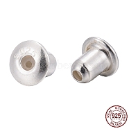 925 Sterling Silver Ear Nuts, with 925 Stamp, Silver, 3.5x3.3mm, Hole: 0.7mm(STER-K167-037A-S)