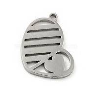 304 Stainless Steel Pendants, Heart, Stainless Steel Color, 12x8.5x0.8mm, Hole: 1mm(STAS-E159-05P)