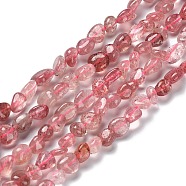 Natural Strawberry Quartz Beads Strands, Nuggets, 7.5~16x7.5~9x4~7mm, Hole: 0.9mm, about 41~44pcs/strand, 16.14''~17.32''(41~44cm)(G-P497-01A-07)