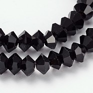 Faceted Bicone Glass Bead Strands, Black, 5x3mm, Hole: 1mm, about 99pcs/strand, 11.8 inch(GLAA-J083-A06)