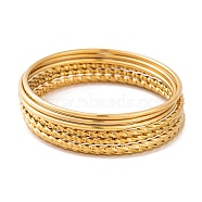 7Pcs PVD Vacuum Plating 304 Stainless Steel Ring Bangles Set for Women, Golden, 2mm, Inner Diameter: 2-1/8 inch(5.5cm)(BJEW-A011-14A-G)