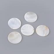 Freshwater Shell Cabochons, Flat Round, Creamy White, 30x2mm(SHEL-Q008-38)