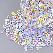 Ornament Accessories, PVC Plastic Paillette/Sequins Beads, Flat Round & Round Ring, Mixed Color, 2~3x0.4mm, Hole: 1.8mm(PVC-T005-021)