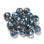 Transparent Electroplate Glass Beads, Faceted, Rondelle, Royal Blue, 6x4.5mm, Hole: 1.2mm, 100pcs/bag(GLAA-L046-02K)