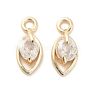 Brass Micro Pave Clear Cubic Zirconia Charms, Horse Eye, Real 18K Gold Plated, 9.5x4.5x2.5mm, Hole: 1.2mm(KK-C054-10G)