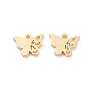 304 Stainless Steel Charms, Laser Cut, Butterfly, Golden, 8x10x1mm, Hole: 1.2mm(STAS-I151-05G)