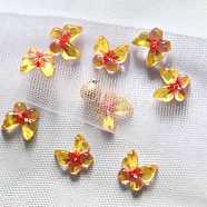 Transparent Flat Back Resin Rhinestone Cabochons, Butterfly, Orange, 9.5x9x2mm(CRES-WH0002-09B)