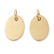 304 Stainless Steel Stamping Blank Tag Pendants, with Jump Ring, Oval Charm, Real 14K Gold Plated, 11x8x1.3mm, Hole: 3mm(STAS-L022-182G-02)