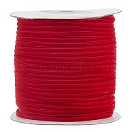 Polyester Velvet Ribbon for Gift Packing and Festival Decoration, Dark Red, 1/8 inch(4mm), about 100yards/roll(91.44m/roll)(SRIB-M001-4mm-260)