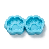 DIY Pendant Silicone Molds, for Earring Makings, Resin Casting Molds, For UV Resin, Epoxy Resin Jewelry Making, Dog Paw Prints, Deep Sky Blue, 17x36x5mm, Inner Diameter: 13x15mm(DIY-G042-25)