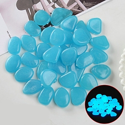 Resin Luminous Glow in the Dark Pebbles Stone, Vase Fillers, Nuggest, Deep Sky Blue, 20~30mm(PW-WG30806-02)