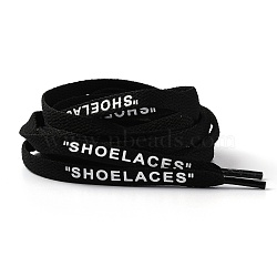 Polyester Flat Custom Shoelace, Flat Sneaker Shoe String with Word, for Kids and Adults, Black, 1200x9x1.5mm, 2pcs/Pair(AJEW-H116-A06)