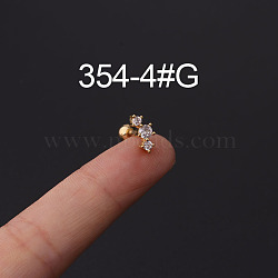 316L Stainless Steel Micro Pave Cubic Zirconia Cartilage Earrings, Golden, Flat Round, 6mm, Pin: 1.2mm(WG094CA-22)