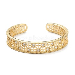 Brass Micro Pave Clear Cubic Zirconia Cuff Bangles, Hollow, Real 18K Gold Plated, Inner Diameter: 2-1/4 inch(5.75cm)(BJEW-A116-05G)