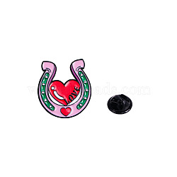 Valentine's Day Badges, Alloy Enamel Pins, Cute Cartoon Brooch, Clothes Decorations Bag Accessories for Women, Horse Shoe, 27x25mm(PW-WG50514-02)