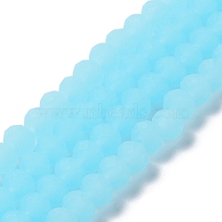 Imitation Jade Solid Color Glass Beads Strands, Faceted, Frosted, Rondelle, Cyan, 3mm, Hole: 1mm(EGLA-A034-J2mm-MD04)