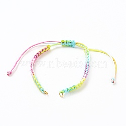 Adjustable Segment Dyed Polyester Thread Braided Beaded Bracelet Making, with 304 Stainless Steel Jump Rings, Golden, Colorful, 5-3/4~11-7/8 inch(14.5~30cm)(AJEW-JB00790-03)
