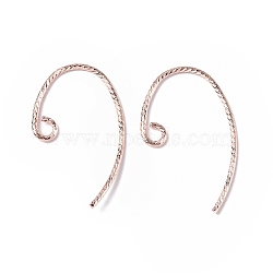 Brass Earring Hooks, with Horizontal Loops, Rose Gold, 20x12x1mm, Hole: 2mm, 18 Gauge, Pin: 1mm(KK-E079-01RG)