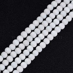 Electroplate Frosted Glass Beads Strands, Round, Creamy White, 5x4mm, Hole: 1mm, about 98~102Pcs/strand, 16.14 inch~16.54 inch(41~42cm)(EGLA-N006-036C)