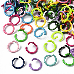 Spray Painted Iron Open Jump Rings, Mixed Color, 10.5x1mm, Inner Diameter: 8mm, about 3850pcs/1000g(IFIN-T017-04A)