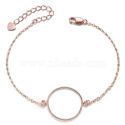 SHEGRACE Simple Design 925 Sterling Silver Bracelet, with Circle, Rose Gold, 6-1/4 inch(16cm)(JB227B)