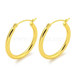 304 Stainless Steel Earrings, Half Round, Real 18K Gold Plated, 30x3mm(EJEW-R161-01B-G)