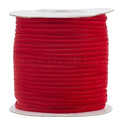 Polyester Velvet Ribbon for Gift Packing and Festival Decoration, Dark Red, 1/8 inch(4mm), about 100yards/roll(91.44m/roll)(SRIB-M001-4mm-260)