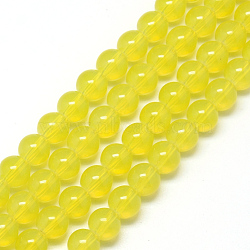 Baking Painted Glass Beads Strands, Imitation Opalite, Round, Yellow, 6mm, Hole: 1.3~1.6mm, about 133pcs/strand, 31.4 inch(X-DGLA-Q023-6mm-DB10)