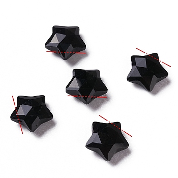 Natural Obsidian Charms, Star, Faceted, 13~13.5x14~14.5x6~6.5mm, Hole: 0.8mm