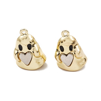 Spray Painted Alloy Pendants, Long-Lasting Plated, Lead Free & Cadmium Free, Ghost with Heart, Gold, 21x15x10.5mm, Hole: 1.5mm