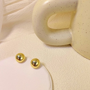 Half Round Alloy Stud Earrings, Golden, 23x23mm