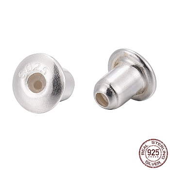 925 Sterling Silver Ear Nuts, with 925 Stamp, Silver, 3.5x3.3mm, Hole: 0.7mm