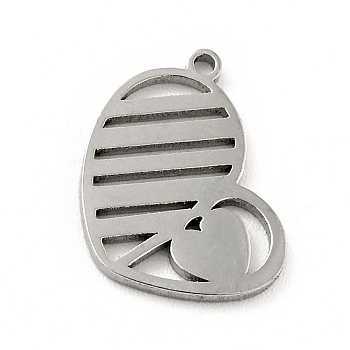 304 Stainless Steel Pendants, Heart, Stainless Steel Color, 12x8.5x0.8mm, Hole: 1mm