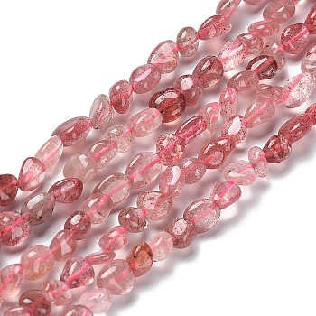 Natural Strawberry Quartz Beads Strands, Nuggets, 7.5~16x7.5~9x4~7mm, Hole: 0.9mm, about 41~44pcs/strand, 16.14''~17.32''(41~44cm)