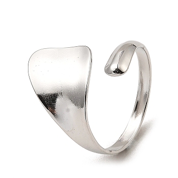 304 Stainless Steel Open Cuff Rings, Heart, Stainless Steel Color, Inner Diameter: 17.8mm