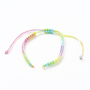 Adjustable Segment Dyed Polyester Thread Braided Beaded Bracelet Making, with 304 Stainless Steel Jump Rings, Golden, Colorful, 5-3/4~11-7/8 inch(14.5~30cm)