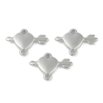 CCB Plastic Connector Charms, Arrow Through the Heart, Platinum, 15x22x3mm, Hole: 1.4mm