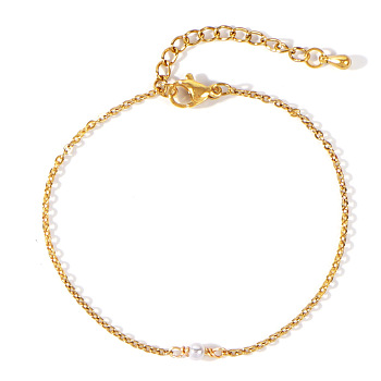 Fashionable Imitation Pearl Bracelet for Daily Wear and Accessories, Golden, 6-1/2 inch~6-3/4 inch(16.5~17cm)