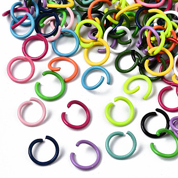 Spray Painted Iron Open Jump Rings, Mixed Color, 10.5x1mm, Inner Diameter: 8mm, about 3850pcs/1000g