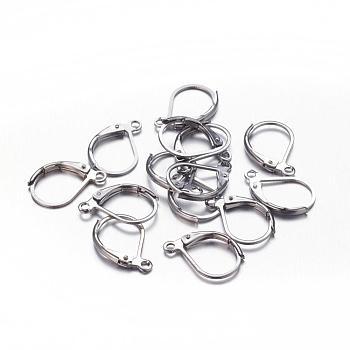 Brass Leverback Earring Findings, with Loop, Lead Free and Cadmium Free, Gunmetal, Size: about 10mm wide, 15mm long, hole: 1mm