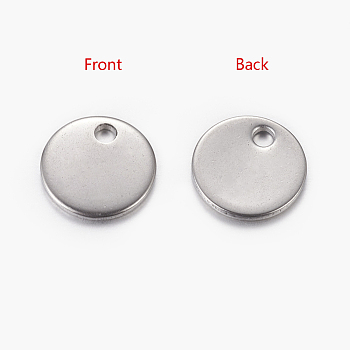 304 Stainless Steel Stamping Blank Tag Pendants, Flat Round, Stainless Steel Color, 8x0.8mm, Hole: 1.5mm