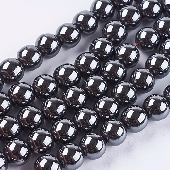 Non-Magnetic Synthetic Hematite Beads Strands, Round, 10mm, Hole: 1.2mm, about 42pcs/strand