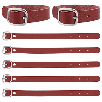 Cowhide Leather Watch Band Strap, Watch Belt, Fit Slide Charms, with Iron Clasps, Platinum, Saddle Brown, 20.5x1.2x0.2cm