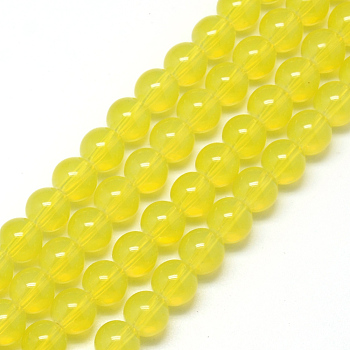 Baking Painted Glass Beads Strands, Imitation Opalite, Round, Yellow, 6mm, Hole: 1.3~1.6mm, about 133pcs/strand, 31.4 inch