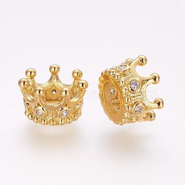 9mm Crown Brass+Cubic Zirconia Beads