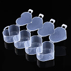 Heart Polypropylene(PP) Bead Storage Container, with Hinged Lid, for Jewelry Small Accessories, Clear, 19x6.4x2.9mm, Hole: 0.9x1.5cm(CON-N011-030)