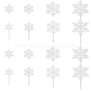 SUPERFINDINGS 8 Sets 2 Style Acrylic Cake Toppers, Cake Inserts Decoration, Christmas Theme, Snowflake, White, 43~111.5x37.5~69x1mm, 4 sets/style(DIY-FH0004-90A)