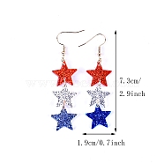 Colorful Acrylic Dangle Earrings for Independence Day, Star, 73x19mm(PW-WG41579-04)