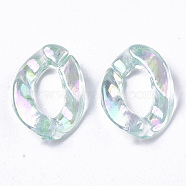 Acrylic Linking Rings, Quick Link Connectors, For Curb Chains Making, AB Color Plated, Oval Twist, Pale Turquoise, 17x12x3mm, Inner Diameter: 9x5mm, about 2100pcs/500g(TACR-S134-024)
